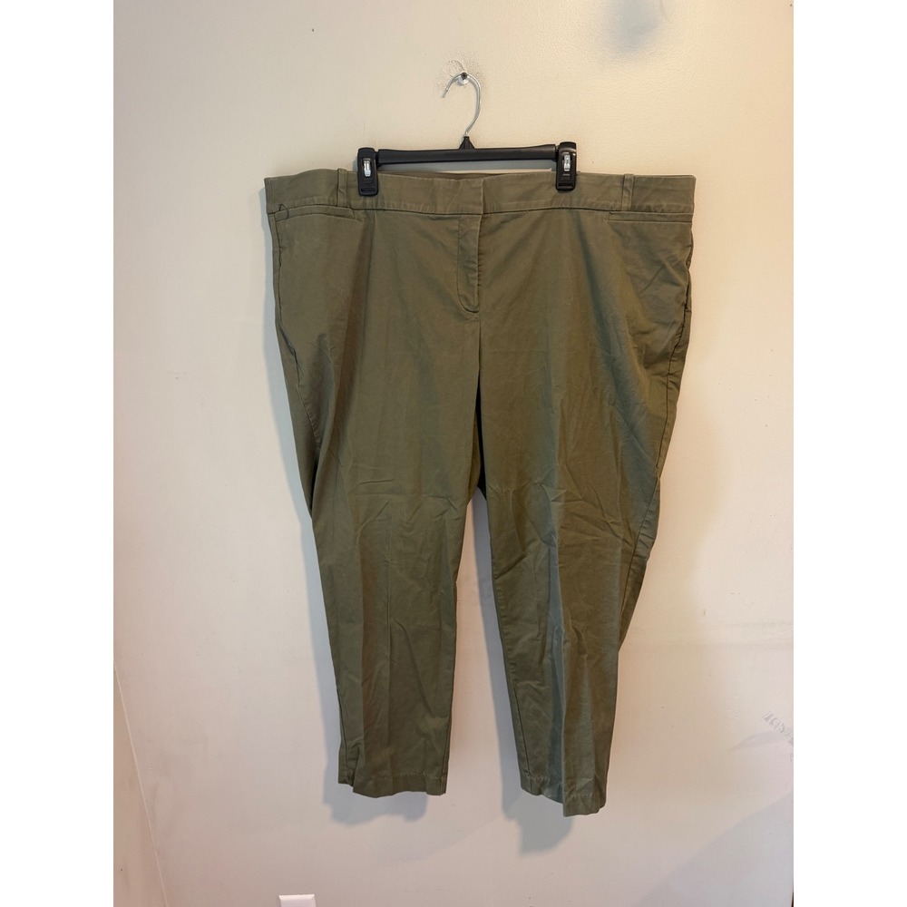 Lane Bryant The Allie Olive Green Ankle Pants Tapered Trousers Womens 24